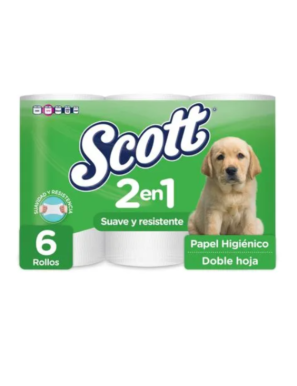 PAPEL HIGIENICO SCOTT 2EN1 6ROLLOS