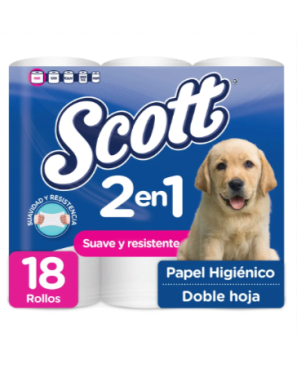 SCOTT 2 EN 1 18 ROLLOS JUMBO