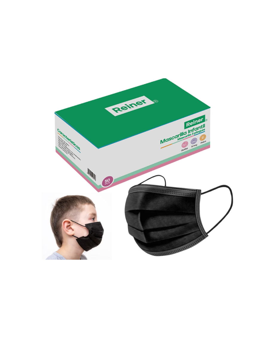 CAJA DE MASCARILLA NEGRA NIÑO 50 UNIDADES