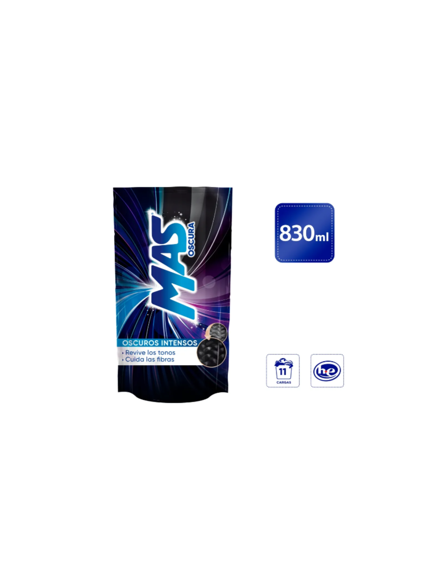 DETERGENTE LIQUIDO MAS COLOR OSCURA 830ML