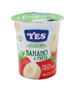 VASO YOGURT YES FRESA BANANO 125G