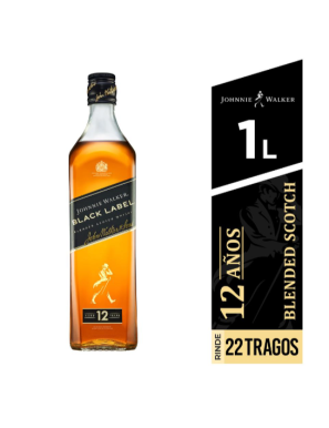 Johnnie Walker Etiqueta Negra 12 Años Botella de Whisky EscocEs 1 L