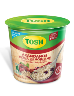 VASO DE AVENA TOSH 40G ARANDANOS