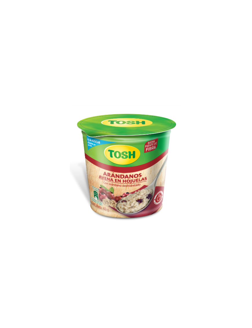 VASO DE AVENA TOSH 40G ARANDANOS